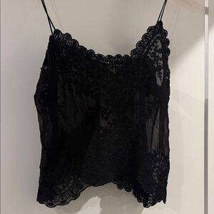 Zara NWT Sheer Black Lace Camisole Top